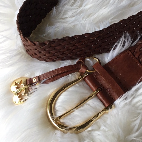 michael kors braided leather belt